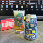 Neighbourhood Collab Series Glass filled with beer and beer can (7688222179546)